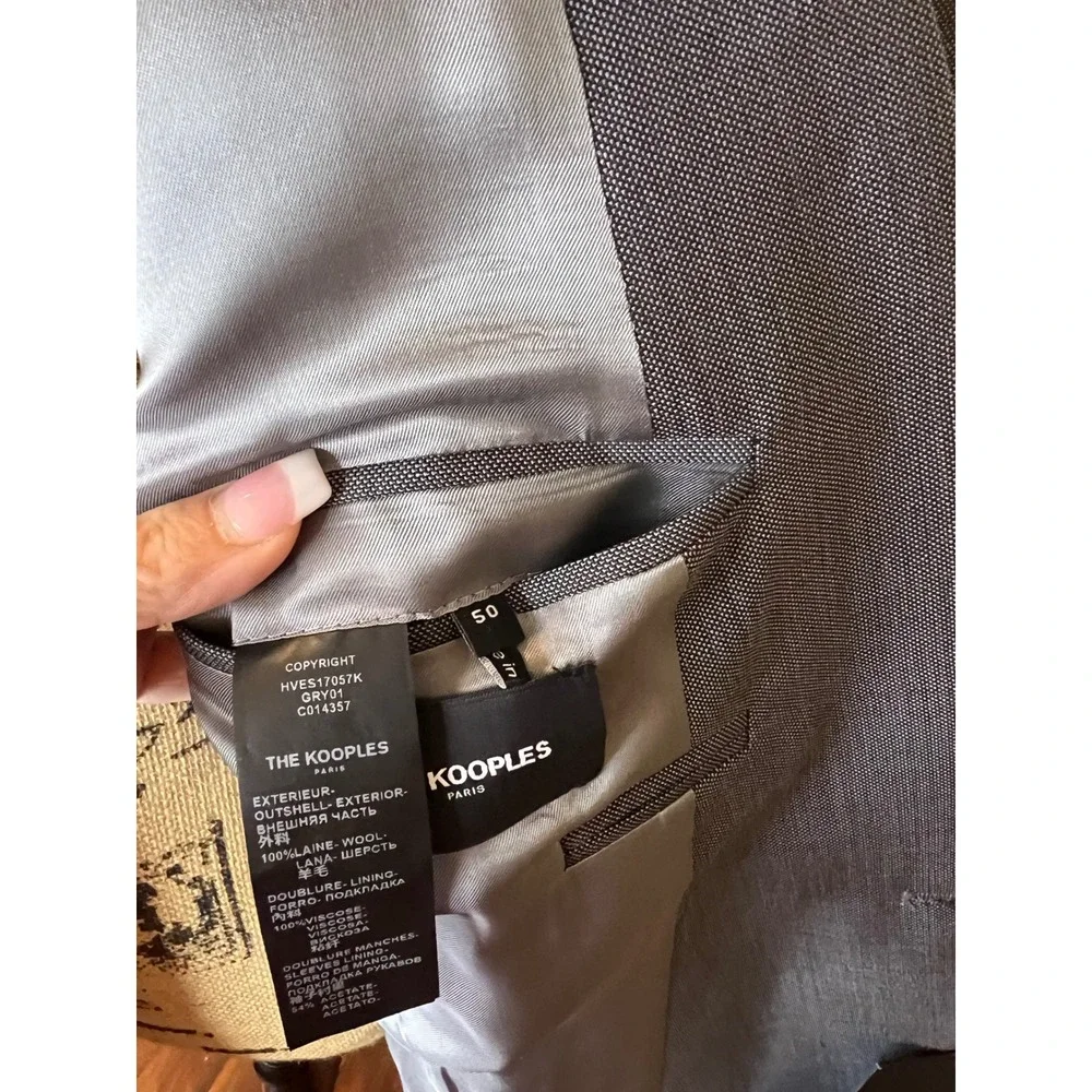 The Kooples Paris Mens Slim Fit Grey‎ Shawl Collar Blazer Suit Jacket Size 50S